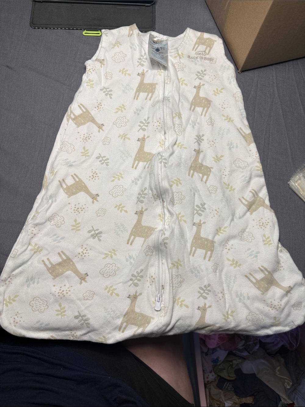 Halo White Sleep Sack with Cream Deer Print